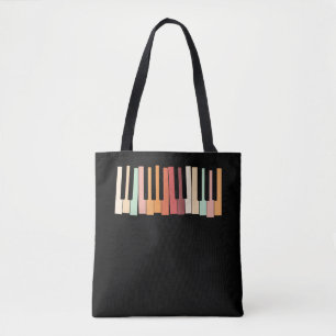 Colourful Keyboard Piano Keys Retro Pianist Tote Bag