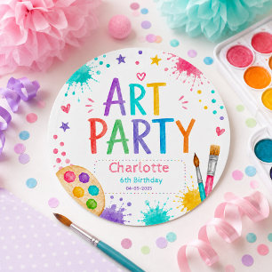 Colourful Kids Art Party 6th Birthday Painting Classic Round Sticker