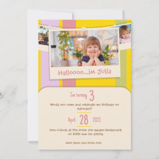 Colourful kids birthday invitation card