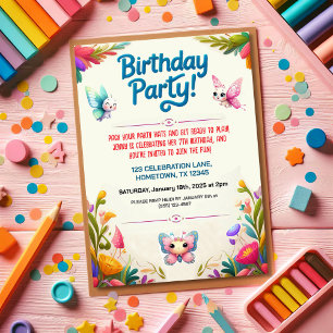 Colourful Kids Birthday Party Invitation