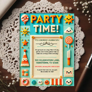 Colourful Kids Birthday Party Invitation Postcard