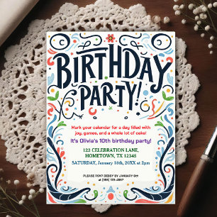 Colourful Kids Birthday Party Invitation Postcard