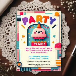 Colourful Kids Birthday Party Invitation Postcard