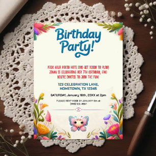 Colourful Kids Birthday Party Invitation Postcard