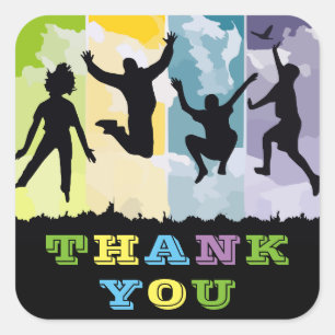 Colourful Kids Birthday Thank You Square Sticker