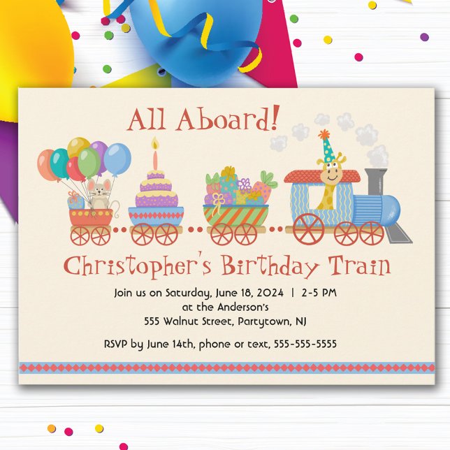 Colourful Kids Birthday Train Invitation (Creator Uploaded)