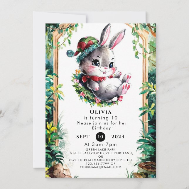 Colourful Kids Bunny Birthday Invitation (Front)