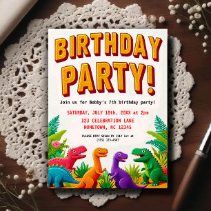 Colourful Kid's Dinosaur Birthday Party  Postcard