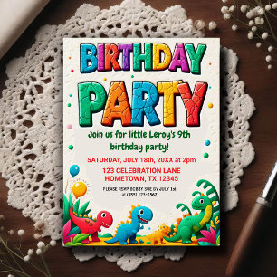 Colourful Kid's Dinosaur Birthday Party  Postcard
