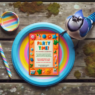 Colourful Kids Felt Birthday Party Invitation