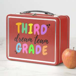 Colourful kid's gift, colourful student Red 3rd Gr Metal Lunch Box