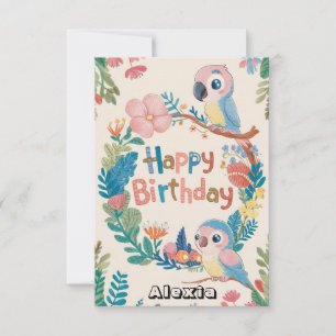 Colourful Kids Parrot Digital Birthday Card