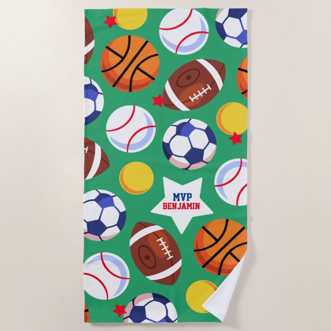 Colourful Kids Personalised Sports Beach Towel (Front)