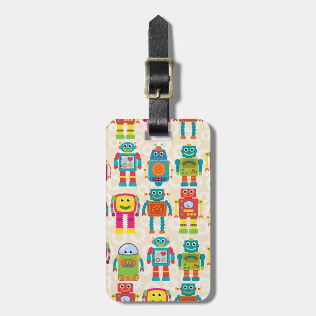 Colourful Kids Robot Luggage Tag (Front Vertical)