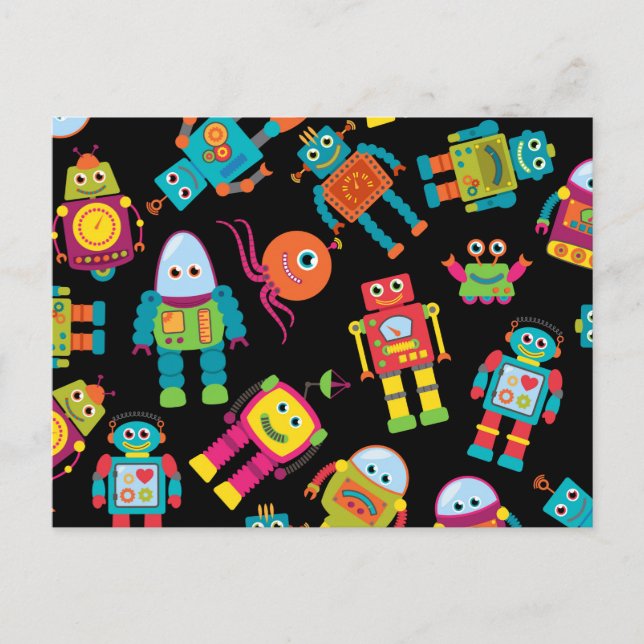 Colourful Kids Robot Postcard (Front)