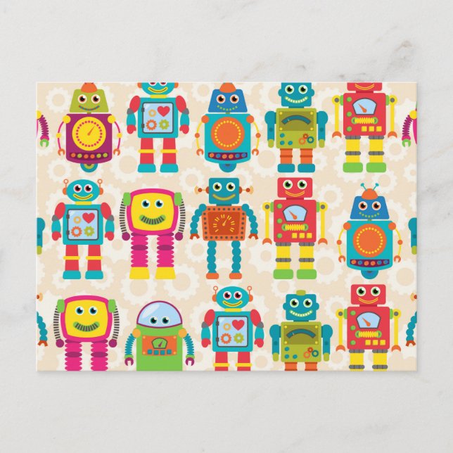 Colourful Kids Robot Postcard (Front)
