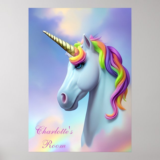 Colourful Kid's Room Unicorn Poster  (Front)