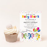 Colourful Kids Shark Birthday Party Invitation<br><div class="desc">Colourful childrens birthday party invitations featuring different coloured sharks,  balloons,  sprinkle confetti,  and a kids party celebration template that is easy to personalise.</div>