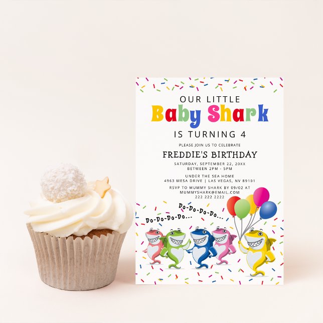Colourful Kids Shark Birthday Party Invitation (Creator Uploaded)