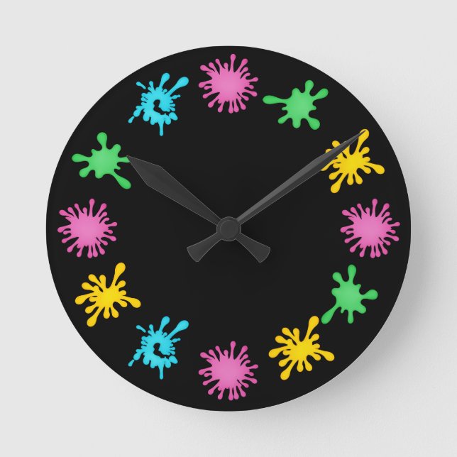 Colourful Kids Slime Toy Splatter Round Clock (Front)