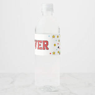 Colourful kids video game birthday water bottle label