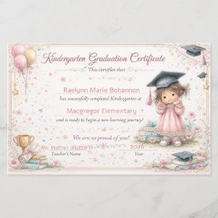 Colourful Kindergarten Graduation Certificate 