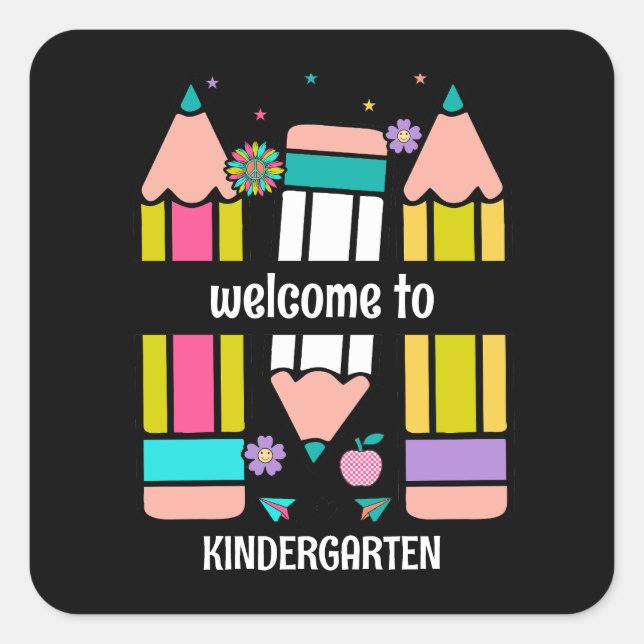 Colourful kindergarten pencil cartoon Sticker (Front)