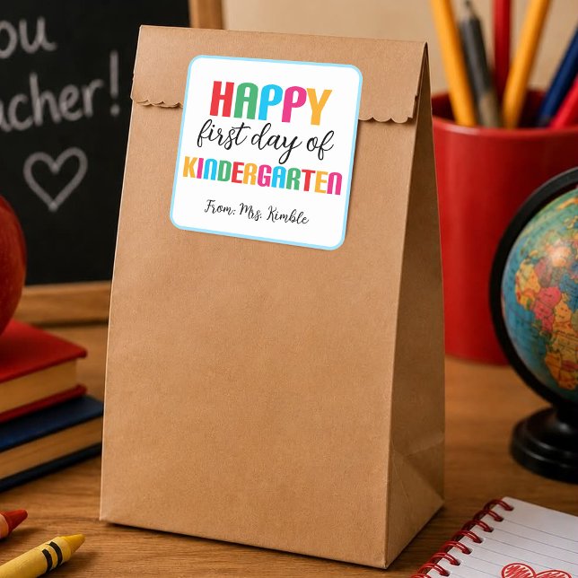 Colourful Kindergarten School Sticker (Square) (Creator Uploaded)