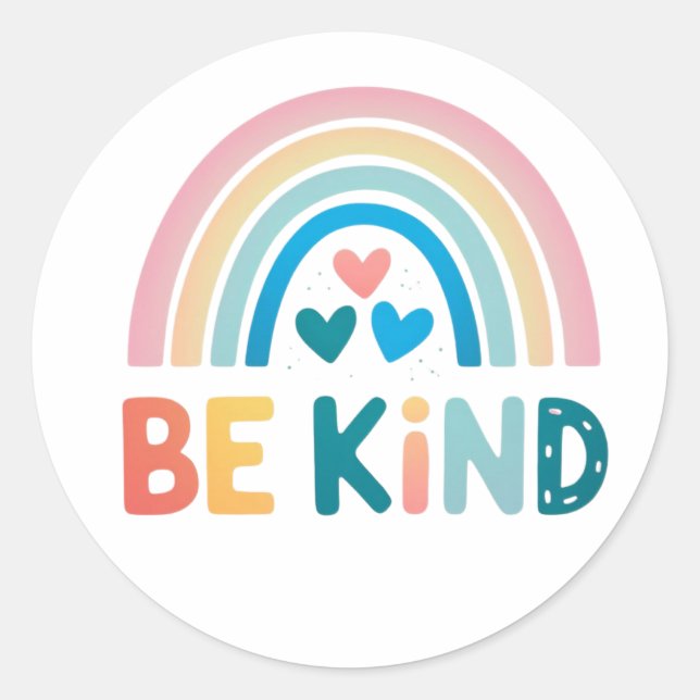 Colourful Kindness Rainbow  Classic Round Sticker (Front)