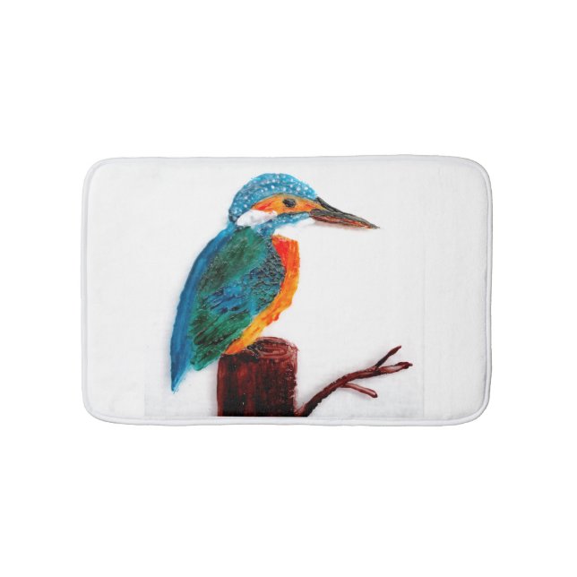 Colourful Kingfisher Art Bath Mat (Front)