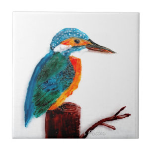 Colourful Kingfisher Bird Art Ceramic Tile
