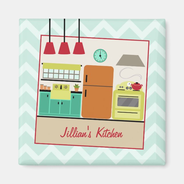 Colourful Kitchen Retro Magnet (Front)