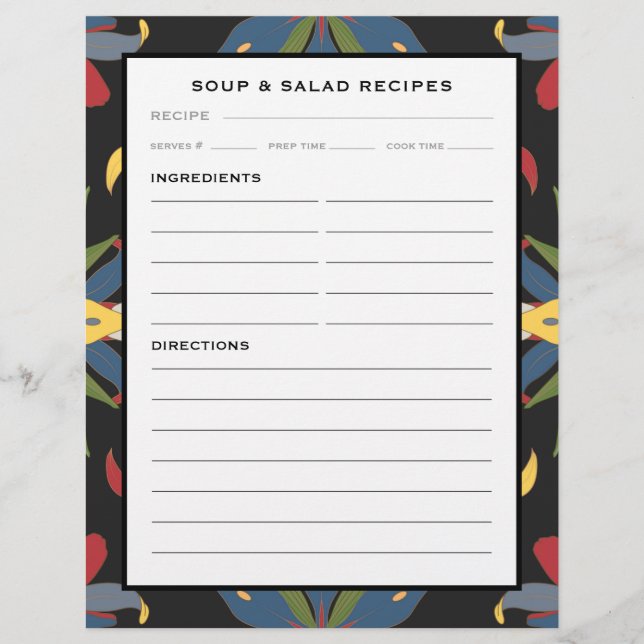 Colourful Kitchen Tile | Soup & Salad Recipe Page (Front)