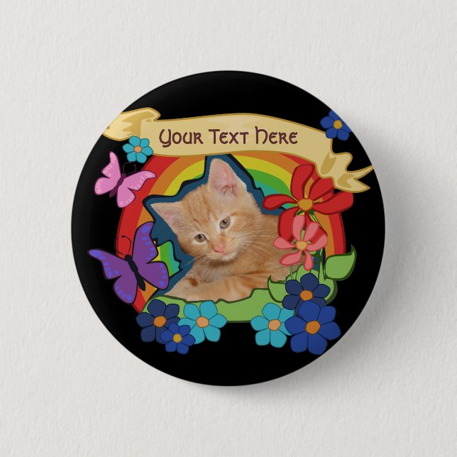 Colourful Kitten and Scroll Button (Front)