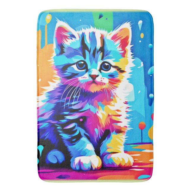 Colourful Kitten Design  Bath Mat (Front Vertical)