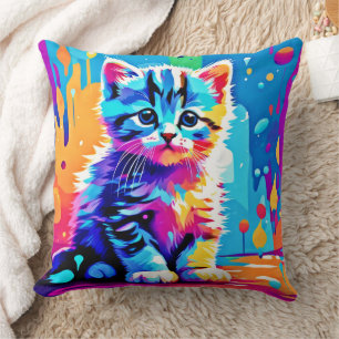 Colourful Kitten Design  Cushion
