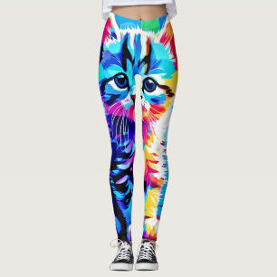 Colourful Kitten Design Leggings