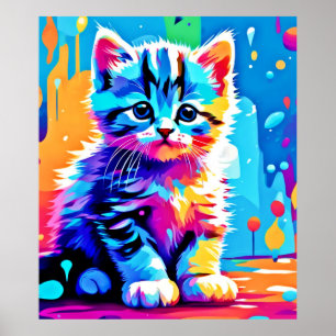 Colourful Kitten Design  Poster