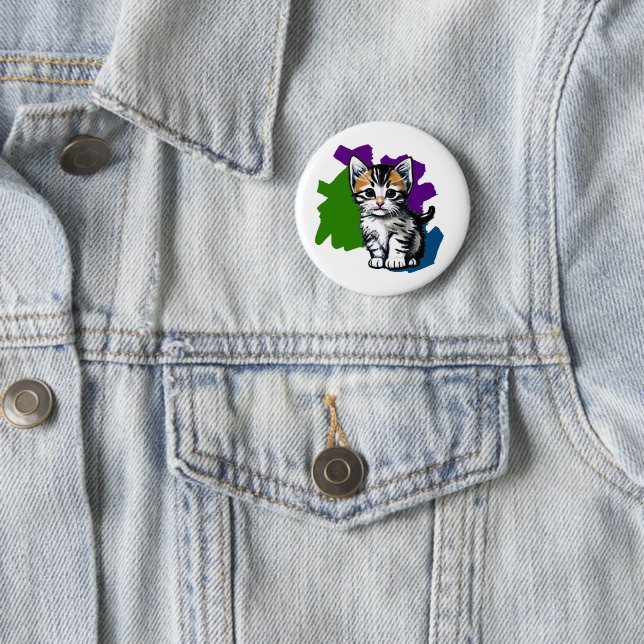 Colourful Kitten Ink Splash Button (In Situ)