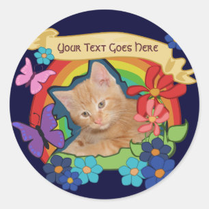 Colourful Kitten with Scroll Sticker