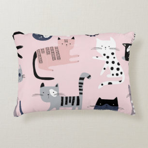 Colourful Kittens: Childish Pink Vintage Decorative Cushion