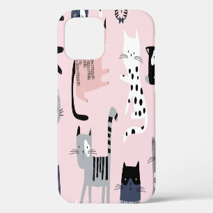 Colourful Kittens: Childish Pink Vintage iPhone 12 Case