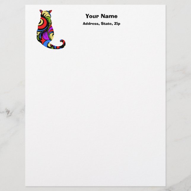 Colourful Kitty 1 Personalised Letterhead (Front)