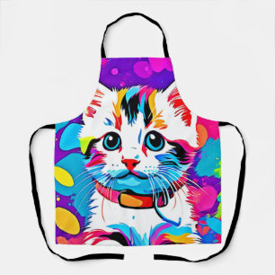 Colourful Kitty Art Apron