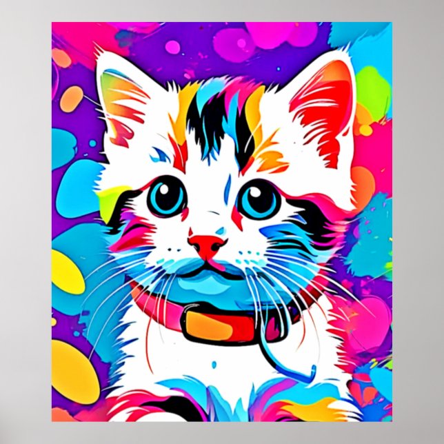 Colourful Kitty Art Poster (Front)