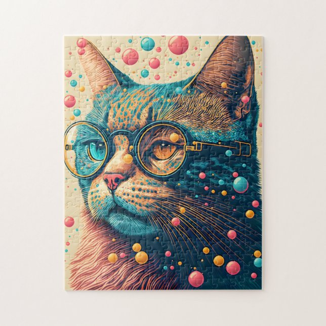 Colourful Kitty Cat Illustration Jigsaw Puzzle (Vertical)