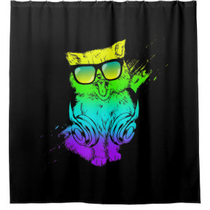 Colourful Kitty Cat Music Lover Gift Shower Curtain