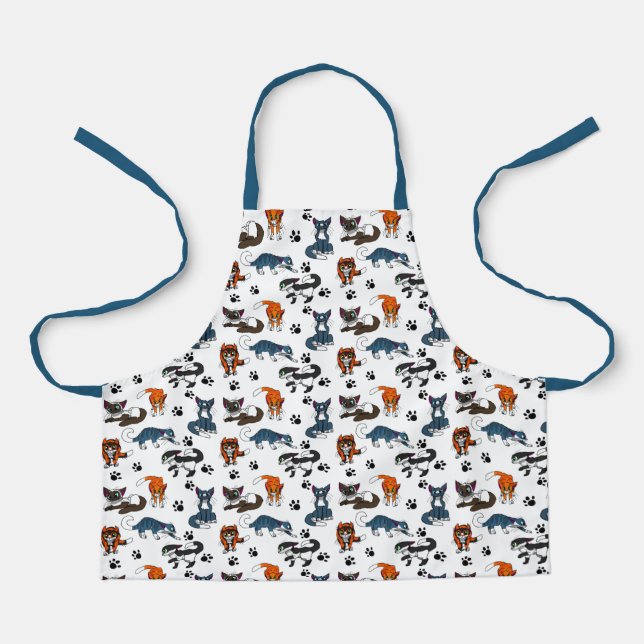 Colourful kitty cat print apron (Front)