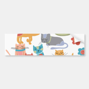 Colourful Kitty Cats Print Gifts for Cat Lovers Bumper Sticker