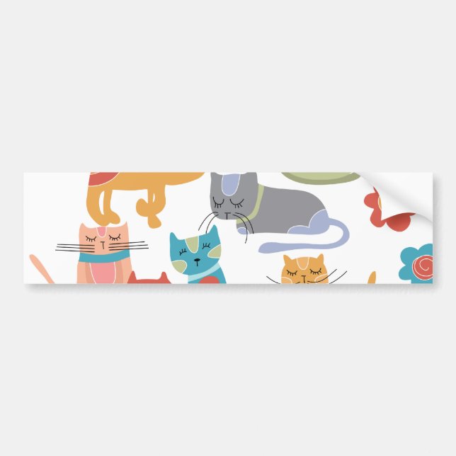 Colourful Kitty Cats Print Gifts for Cat Lovers Bumper Sticker (Front)